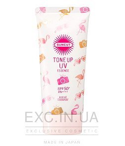 Солнцезащитный крем с тонирующим эффектом - Kose Suncut Tone Up UV Pink Flamingo Essence Sunblock